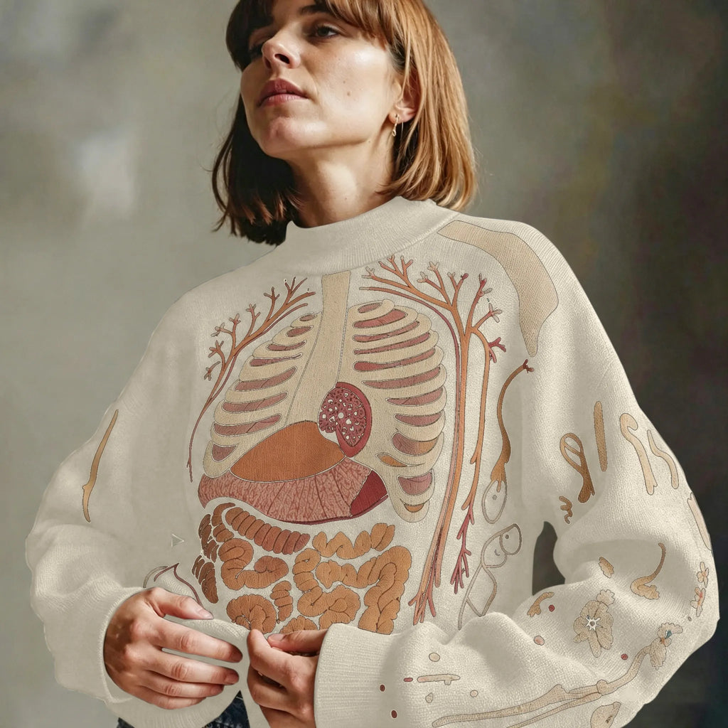 Classic Halloween Anatomy Art Chunky Knitted Sweater