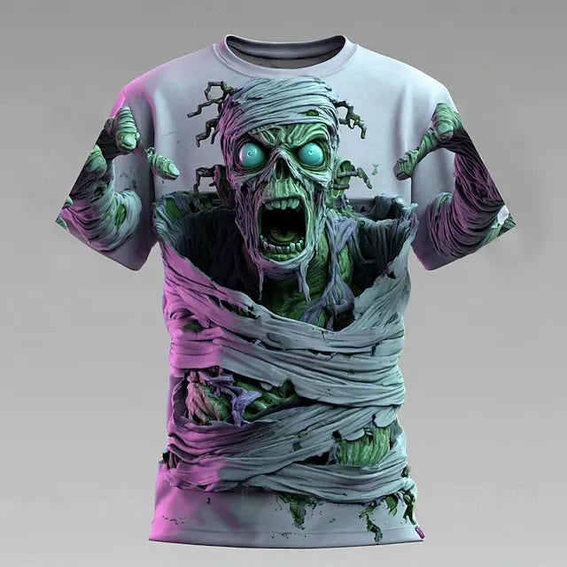 Men's Halloween Optical Illusion Zombies 3d Short Sleeve T-shirt