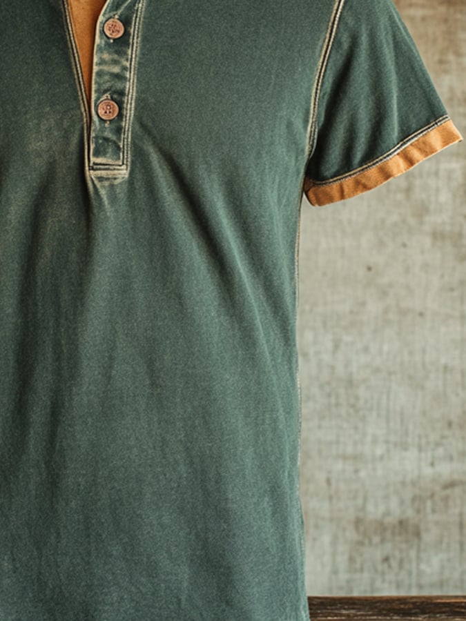 Classic patchwork polo shirt made of retro fabric for men