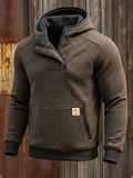 Men’s Fleece-Lined Thermal Textured Sweatshirt with a 3D Grid Pattern