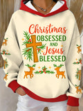 Women's Christmas Print Thick Lined Hoodie