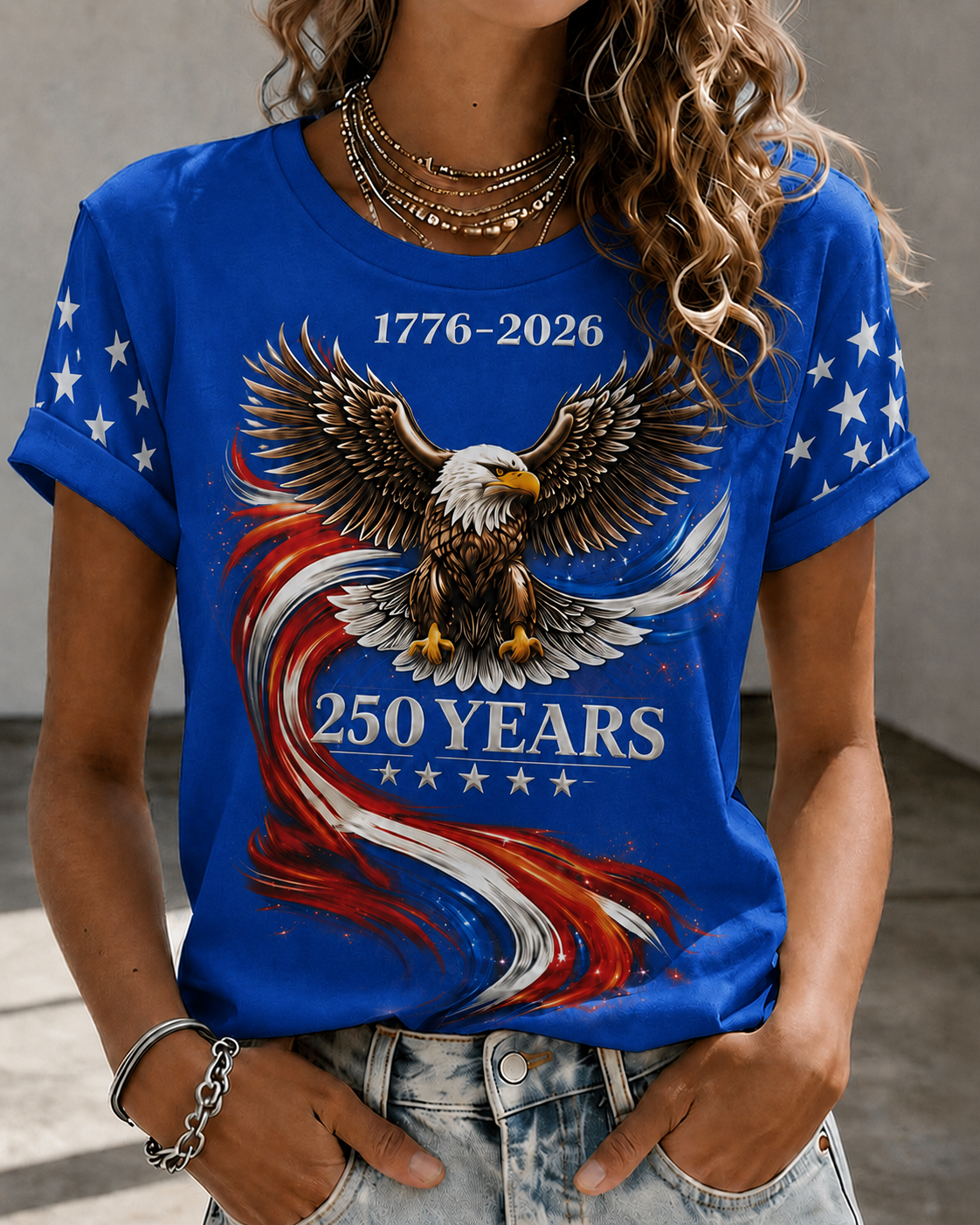 Women'S 250Th Anniversary Printed Round Neck T-Shirt From The United States