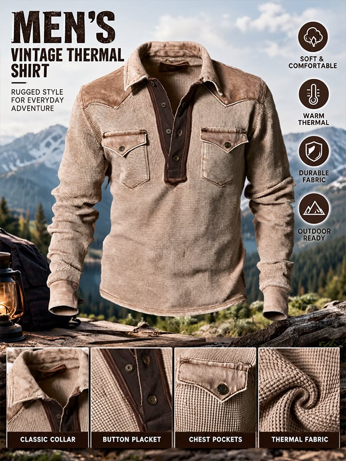 Men's Vintage Comfortable Henley T-Shirt