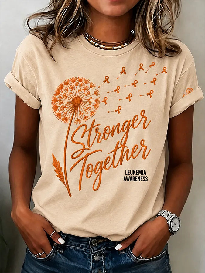 Women'S Casual Leukemia Awareness Print Short-Sleeve T-Shirt