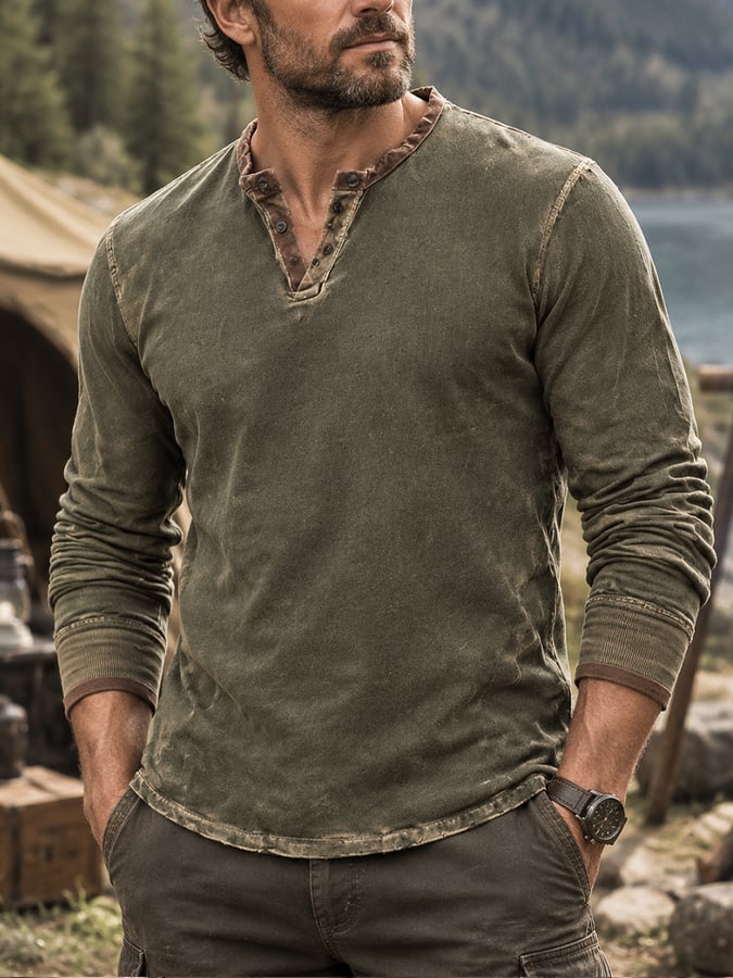 Men's Vintage Comfortable Henley T-Shirt