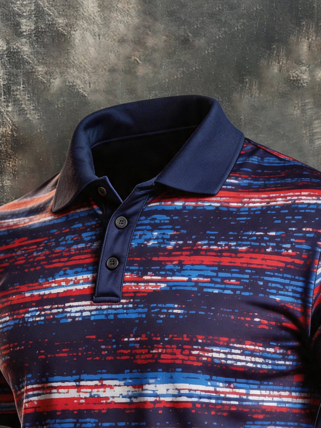Men's Retro Color-Block Short-Sleeve Polo Shirt