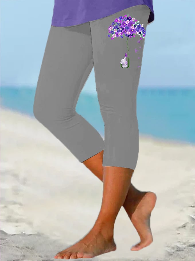 Women's I Will Remember For You Dementia Alzheimer's Disease Awareness Printed Cropped Yoga Leggings