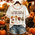 Women's Retro Autumn "i'm Ready For The 'ber Months" Skull Print Crew Neck T-shirt