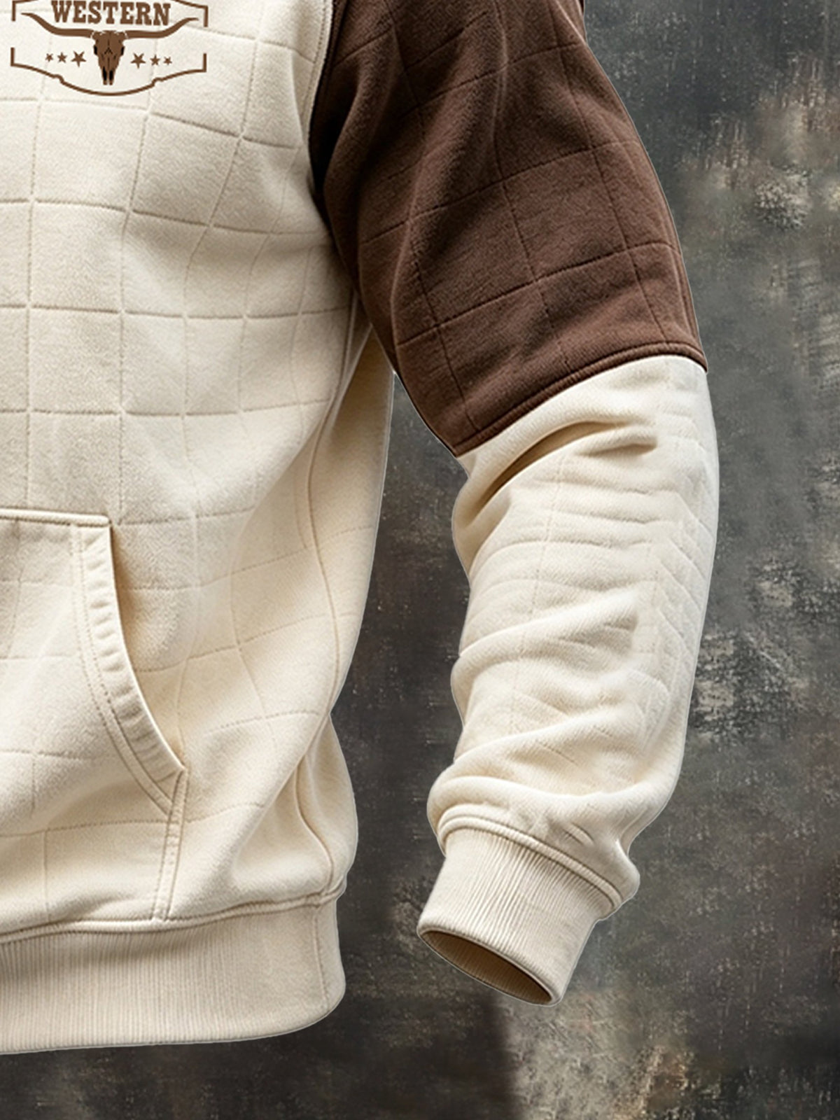 Men's Retro Color-Block Raglan-Sleeve Henley Hoodie
