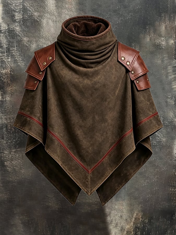 Men's Vintage Faux Suede Fleece-Lined Warm Cape/Cloak