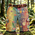 Men's Forest Hippie Love Peace Happiness Print Cargo Shorts