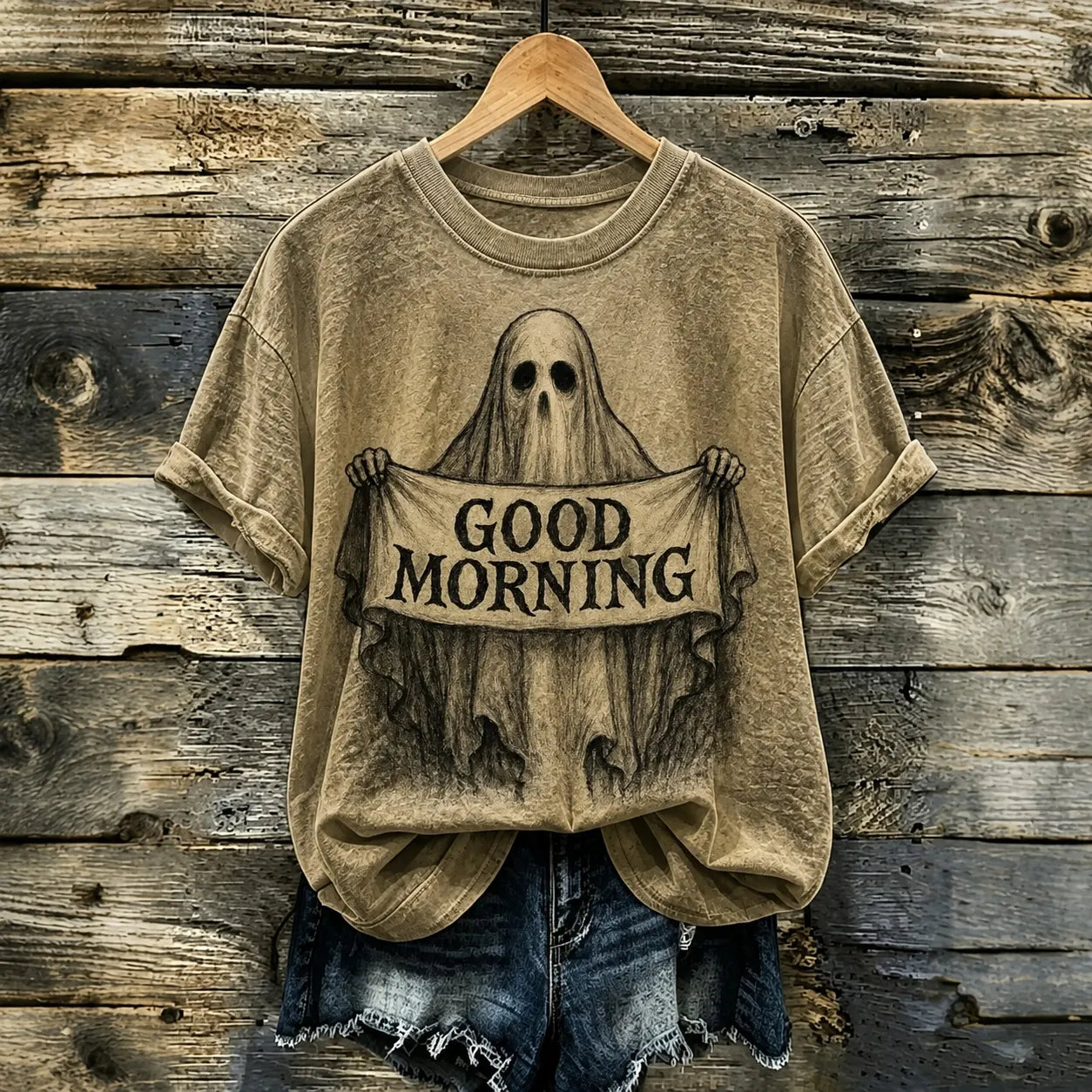 Women's Retro Halloween Theme Ghost Print T-shirt