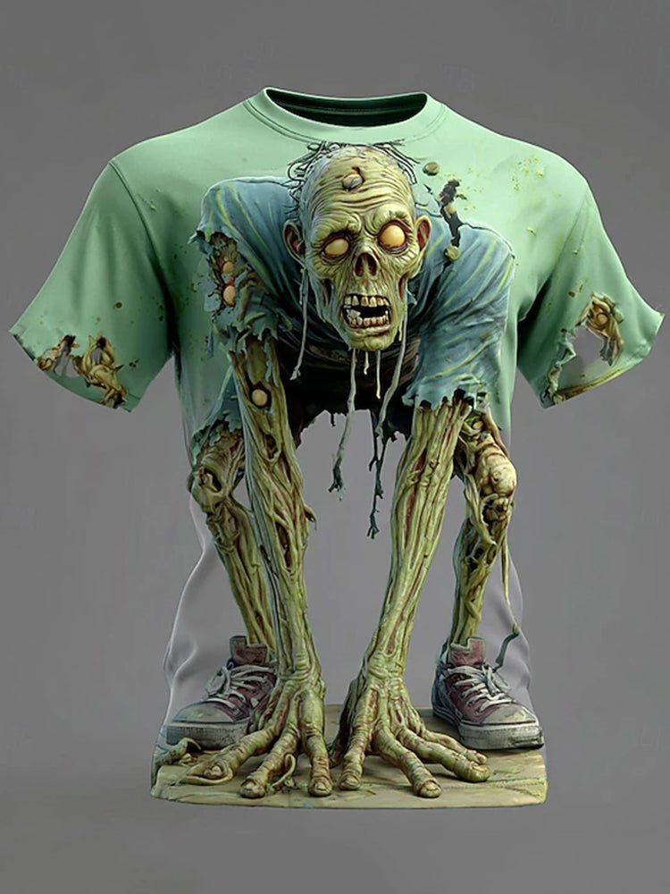 Men's Halloween Optical Illusion Zombies 3d Short Sleeve T-shirt