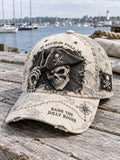 ☠️ Vintage Beige Jolly Roger Pirate Skull Distressed Baseball Hat