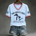 Women’s Lake Ontario Print V Neck Casual T-shirt