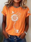 Women's Leukemia Awareness Printed Casual T-Shirt