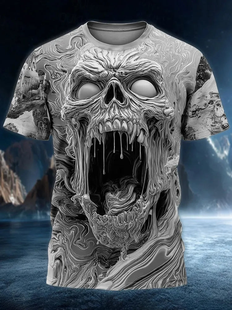 Halloween Men's 3d Skull Short Sleeve T-shirt