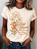 Women'S Casual Leukemia Awareness Print Short-Sleeve T-Shirt