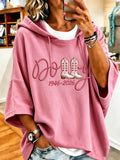 Women's commemorative printed round neck hooded sweatshirt