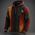 Men's Sun Moon Peace Vertical Stripes Print Zipper Hoodies