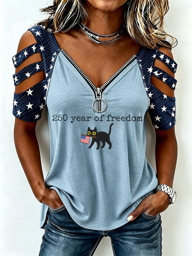 Women's America Flag Print Casual Top