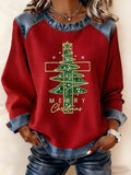 Retro Christmas Cross Print Sweatshirt