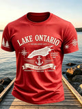 Men's Vintage Canada Lake Ontario Art Print Crewneck T-shirt