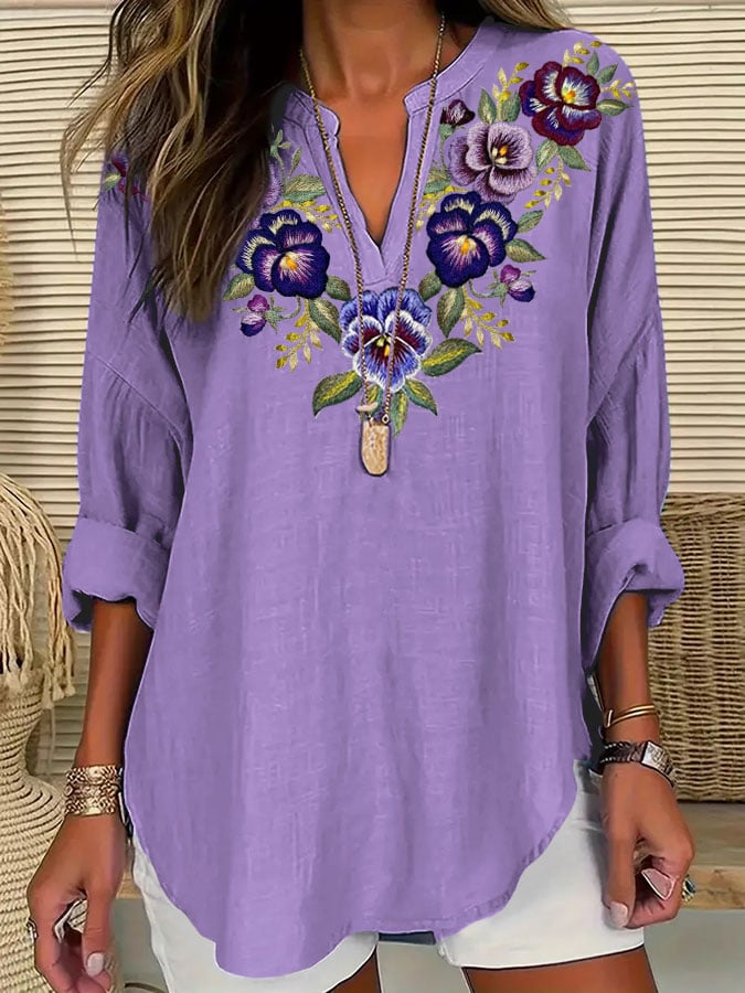 Women's Alzheimer's Purple Floral Casual Shirt