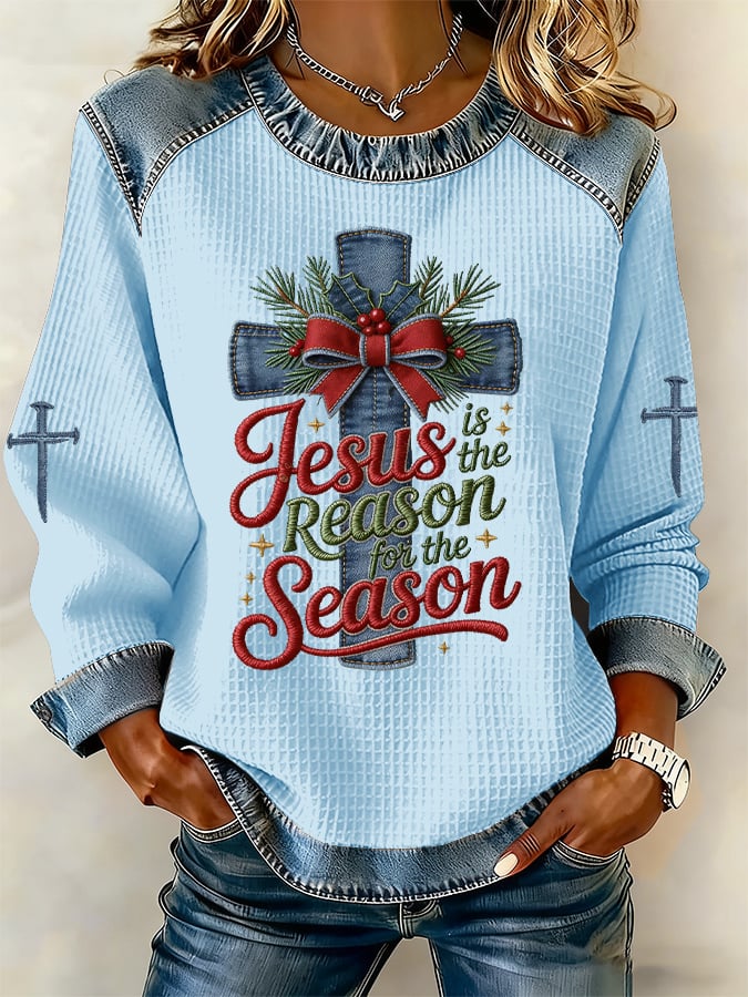 Women's casual Christmas Jesus seasonal sweatshirt