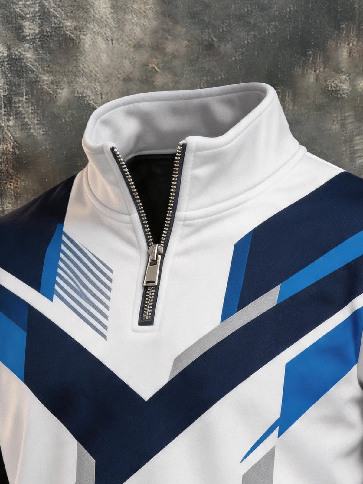 Men's Retro Color-Block Half-Zip Sweatshirt with Pockets