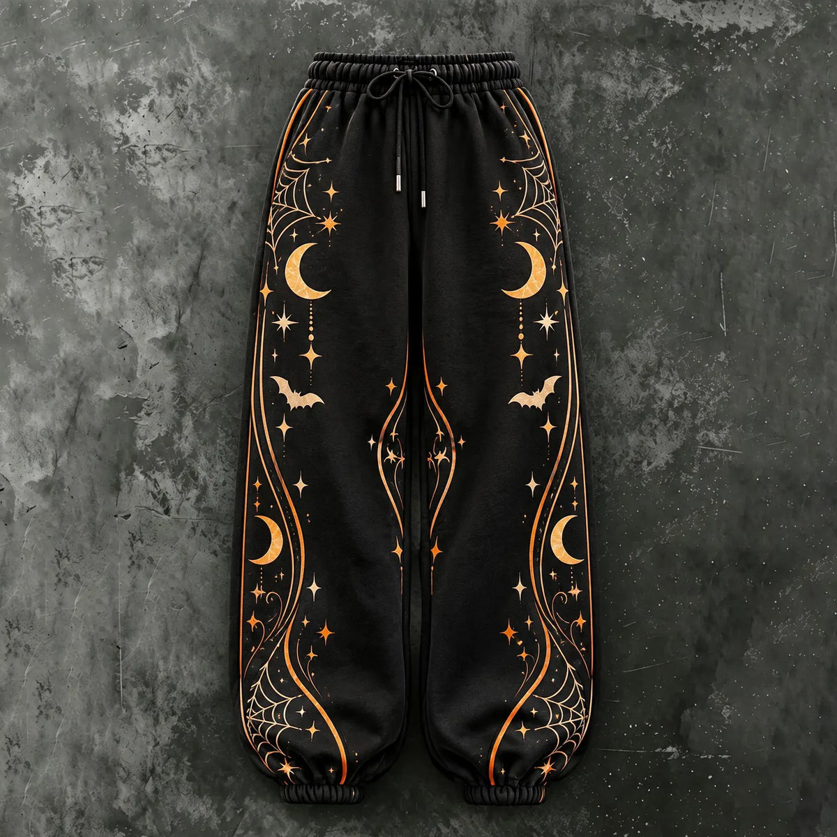 Women's Vintage Halloween Pumpkin And Skeleton Hand Print Sweatpants