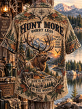 Men’s Vintage Hunting Culture Print Short Sleeve Shirt