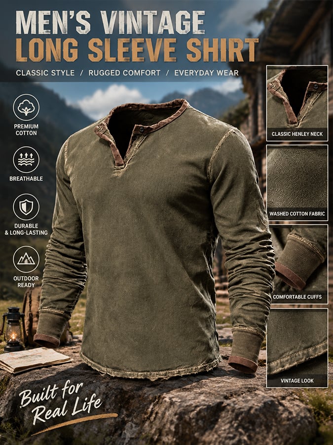 Men's Vintage Comfortable Henley T-Shirt