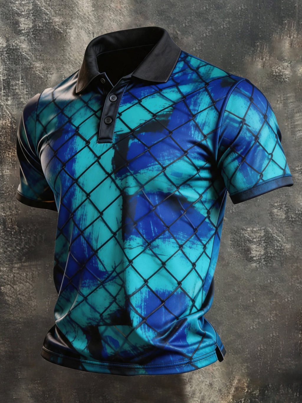 Men's Retro Color-Block Short-Sleeve Polo Shirt