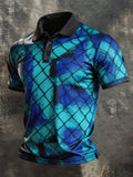 Men's Retro Color-Block Short-Sleeve Polo Shirt