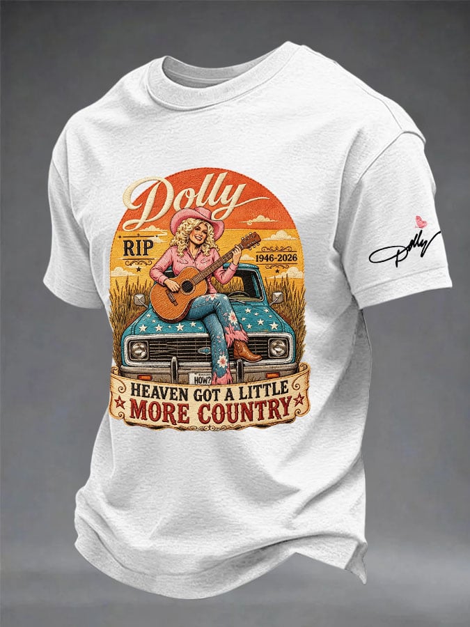 Men's Country Music Legend Tribute Print Round Neck T-shirt