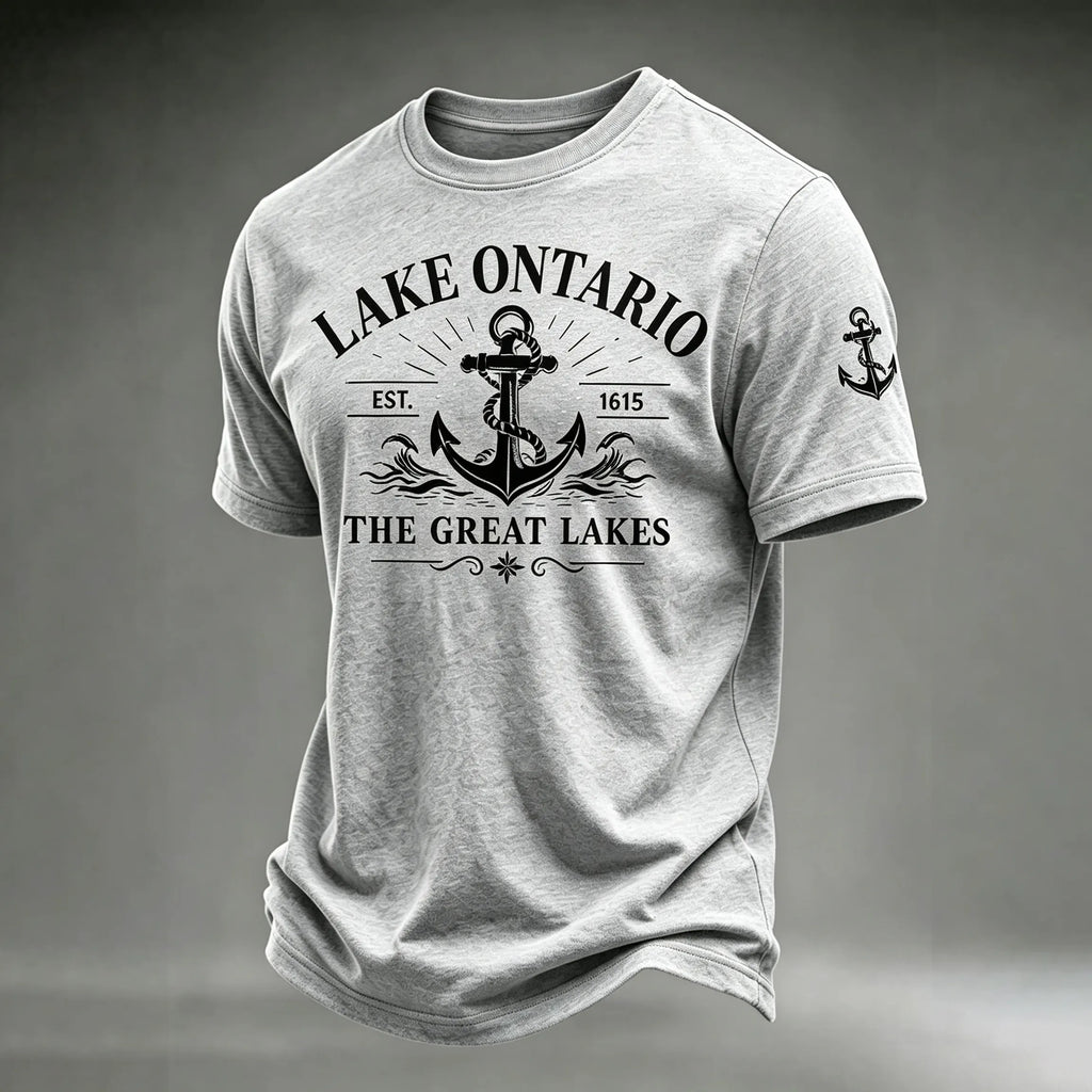 Retro Lake Ontario Est 1615 The Great Lakes Print Short-sleeve T-shirt