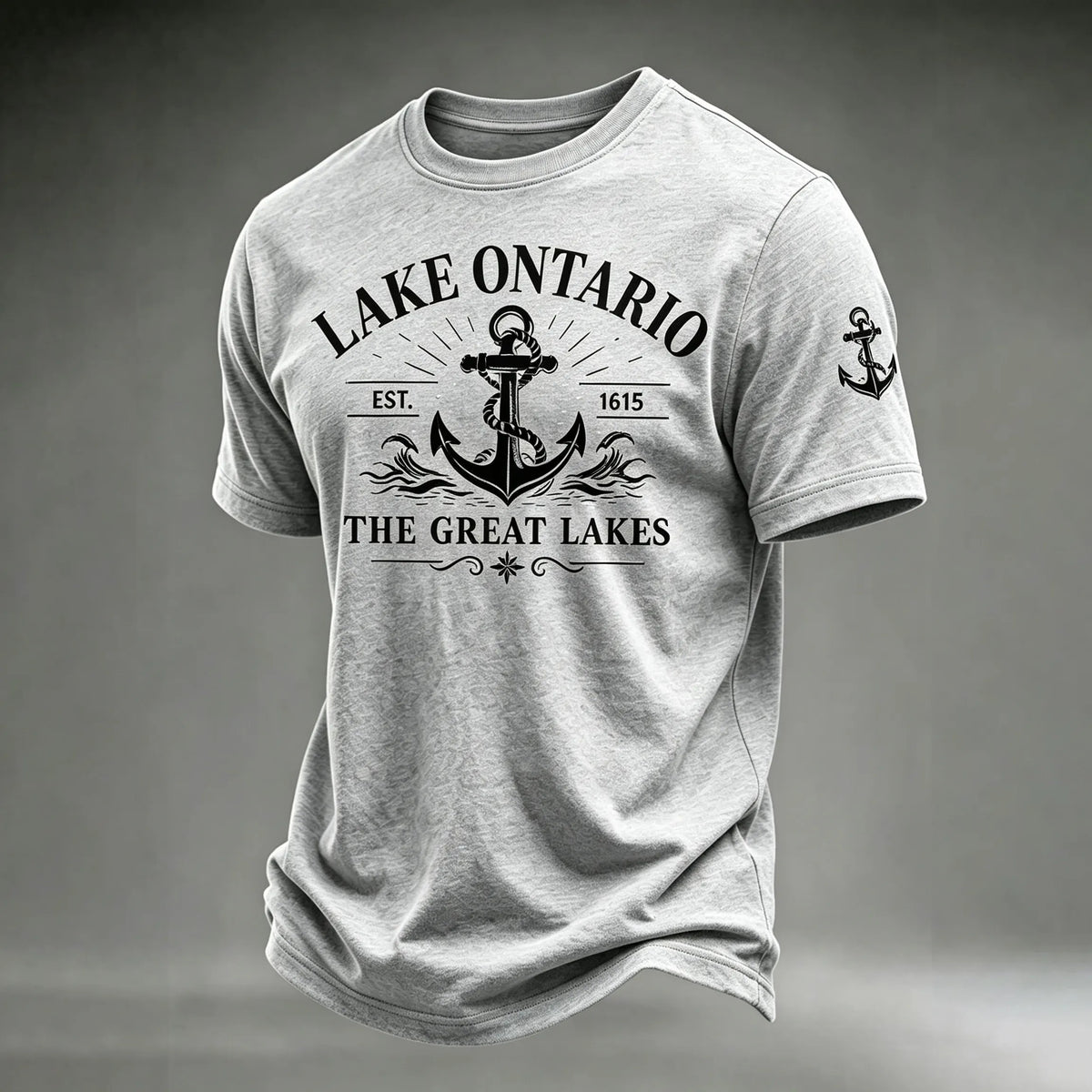 Retro Lake Ontario Est 1615 The Great Lakes Print Short-sleeve T-shirt