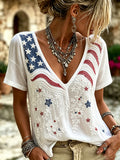 Women's American Independence Day Floral print top
