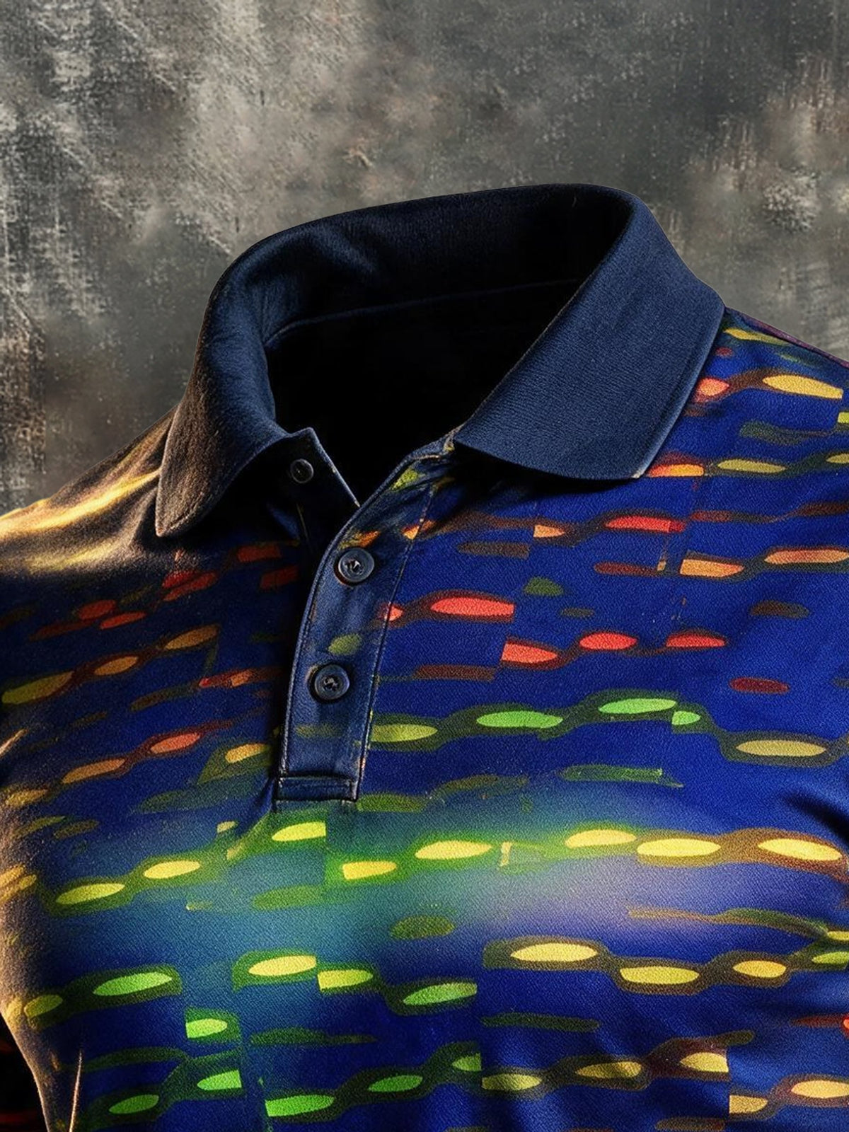 Men's Retro Color-Block Short-Sleeve Polo Shirt