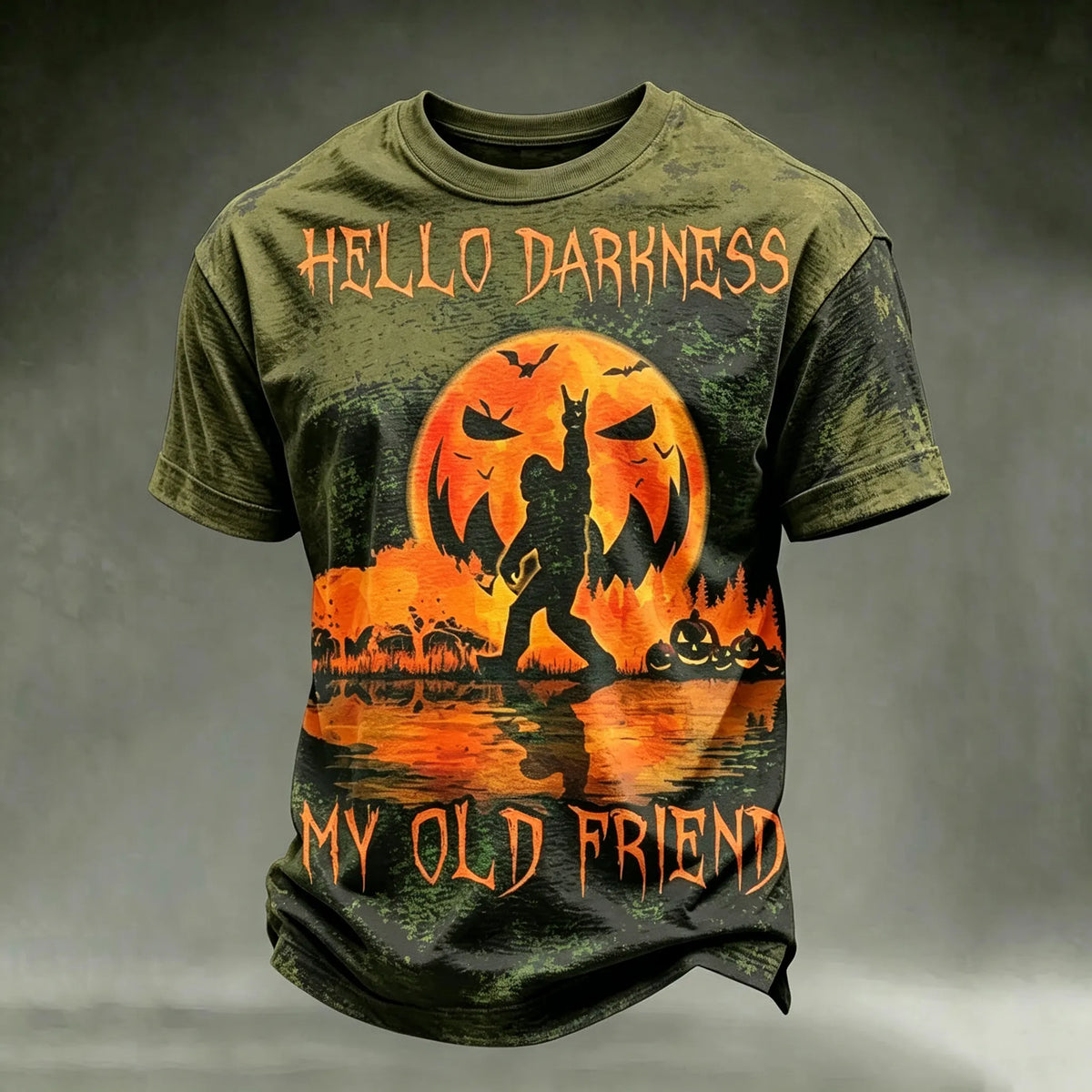 Men's Retro Hippie Style Halloween Print T-shirt