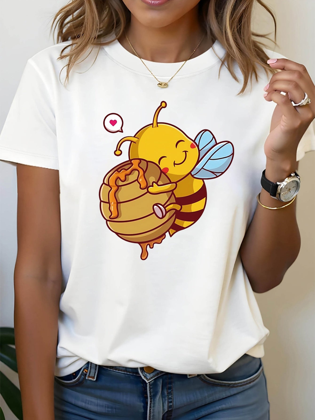 Cartoon Bee Short Sleeve T-Shirt