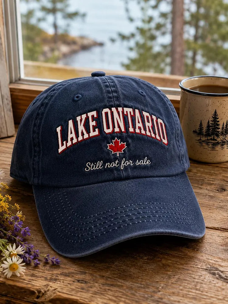 Retro Lake Ontario Letter Print Baseball Cap