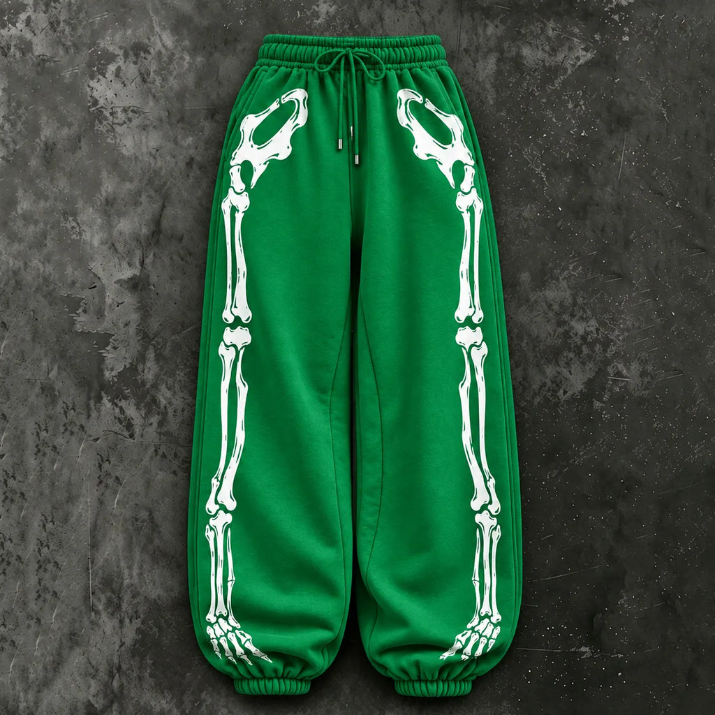 Women's Vintage Halloween Skull Outline Casual Sweatpants