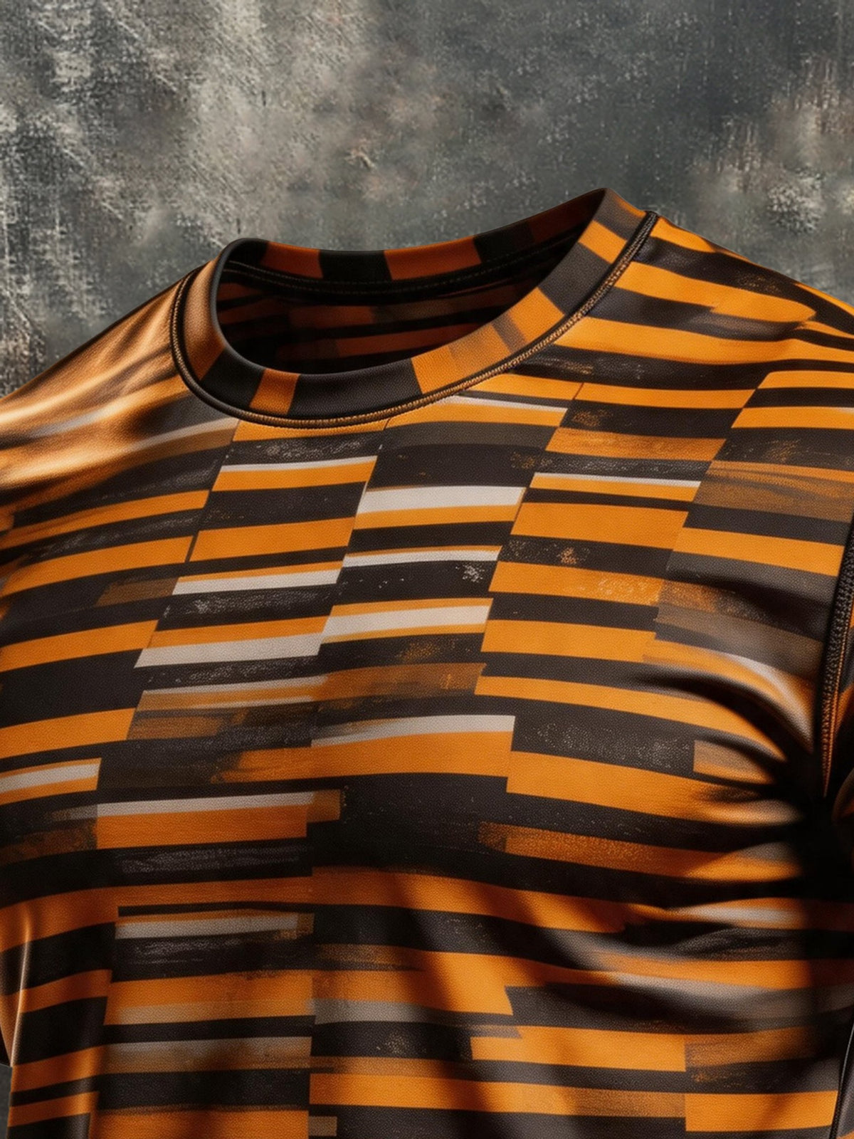 Men's Retro Color-Block Crew-Neck Short-Sleeve T-Shirt