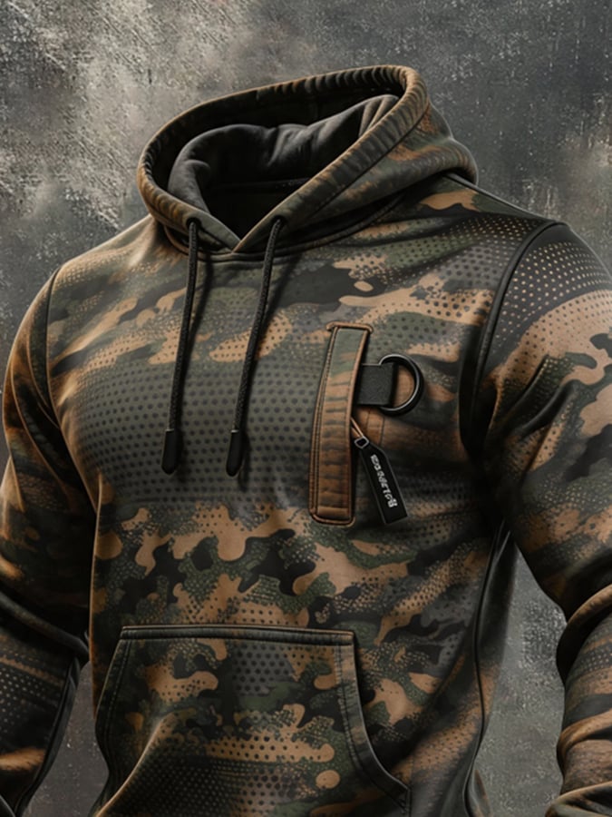 Men's Vintage Camouflage Print Hoodie