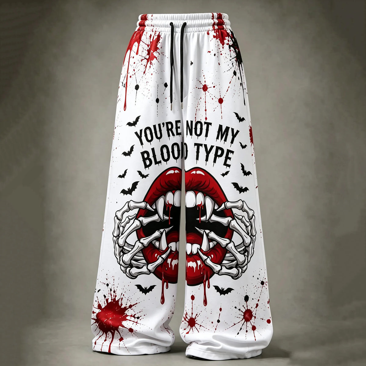 Retro "you're Not My Blood" Printed Pants