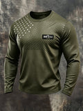 Men's Retro Color-Block DD-214 Crew-Neck Long-Sleeve T-Shirt