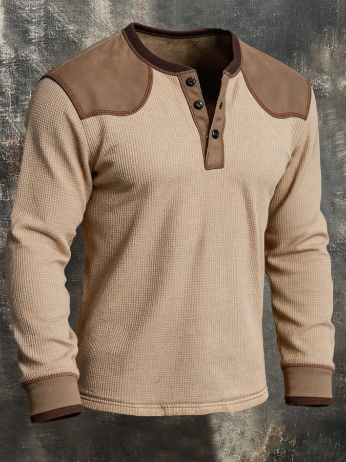 Men's Vintage-Style Comfortable Waffle-Knit T-Shirt
