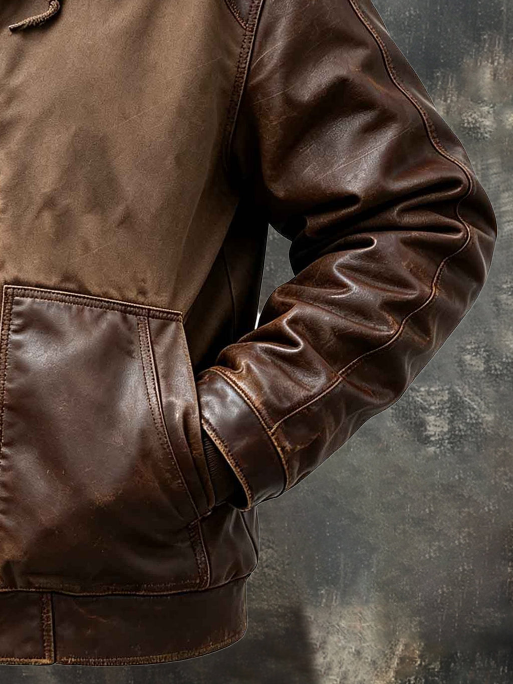 Men's Retro Faux Leather and Plush Warm Jacket